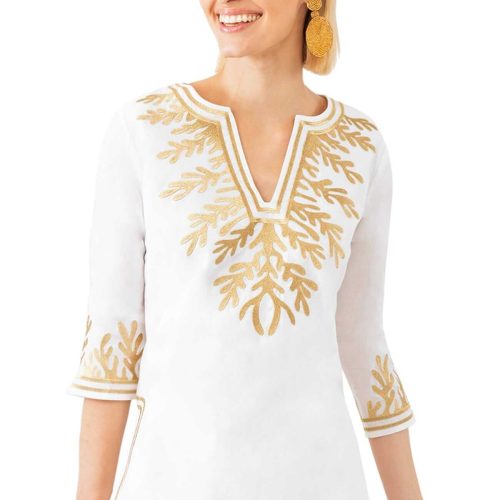 Cotton Embroidered Tunic - The Reef White Gold