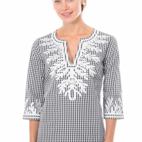 Cotton Gingham Tunic - The Reef Black