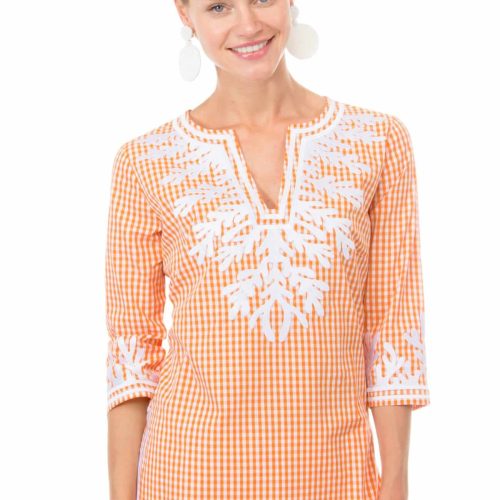 Cotton Gingham Tunic - The Reef Orange