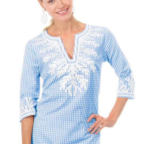 Cotton Gingham Tunic - The Reef Periwinkle