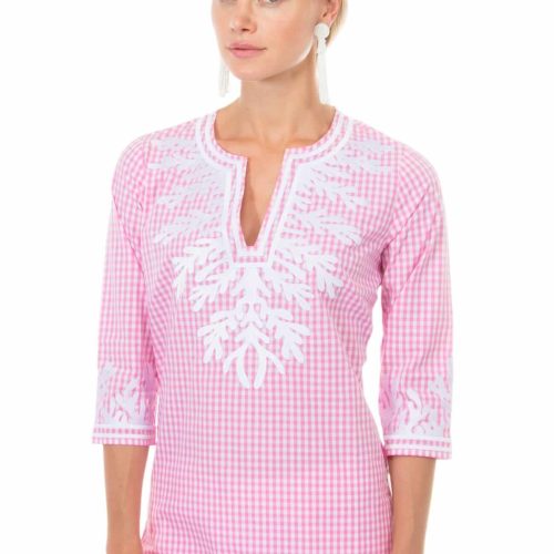 Cotton Gingham Tunic - The Reef Pink