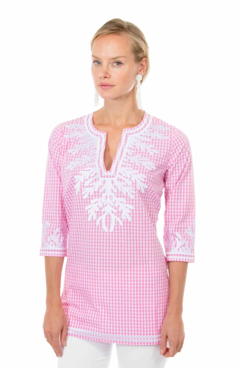 Cotton Gingham Tunic - The Reef Pink