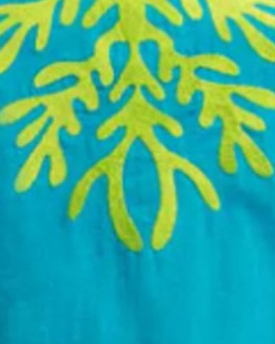 TUEMRF Cotton Embroidered Tunic The Reef Turq Lime