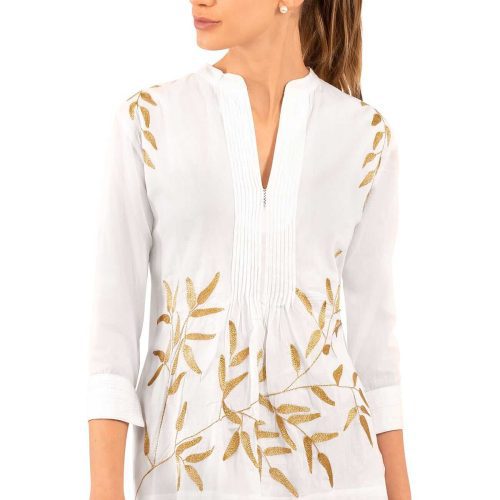 Cotton Embroidered Whisper Tunic – La Di Da White Gold