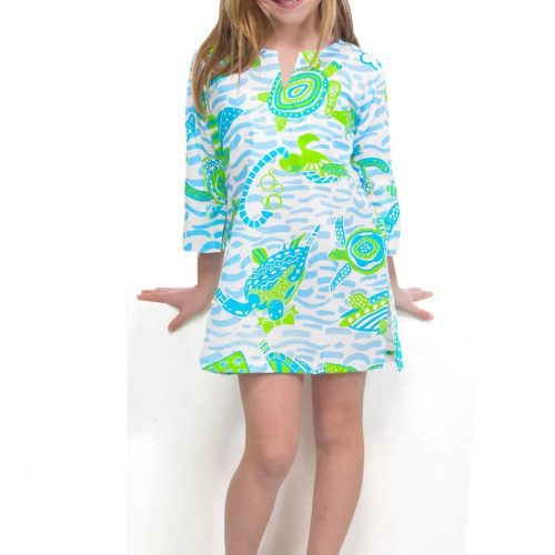 Girls Cotton Tunic - Turtle Time - Final Sale Green