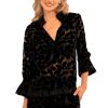 Ruffleneck Tunic - Luxe Leaf Velvet Black