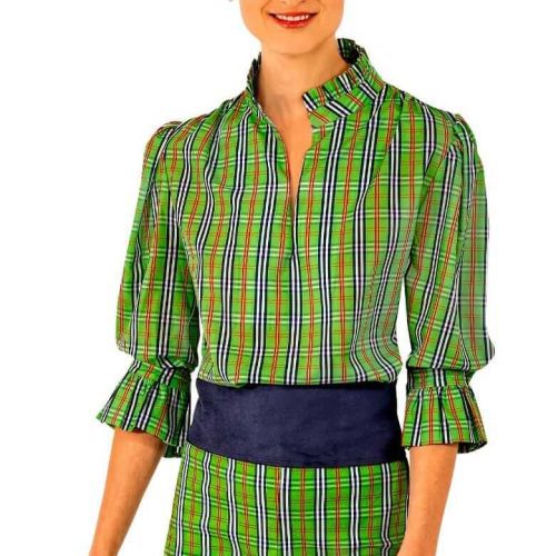 Ruffleneck Tunic - Sunshine Plaid - Final Sale Green