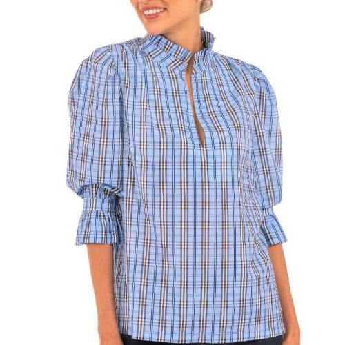 Ruffleneck Tunic - Sunshine Plaid - Final Sale Periwinkle