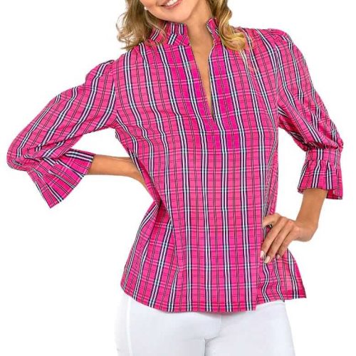 Ruffleneck Tunic - Sunshine Plaid - Final Sale Pink