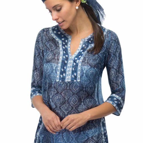 Silk Tunic - Easy Breezy - Final Sale Navy White