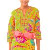 Cotton Split Neck Tunic - Magic Carpet Lime