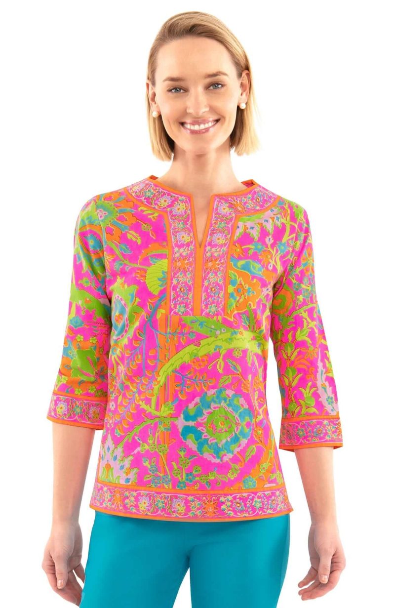 Cotton Split Neck Tunic - Magic Carpet Pink