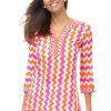 Split Neck Tunic - Zig Zag - Final Sale Orange Pink