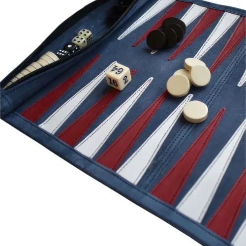 Leather Roll-Up Backgammon Set Royal