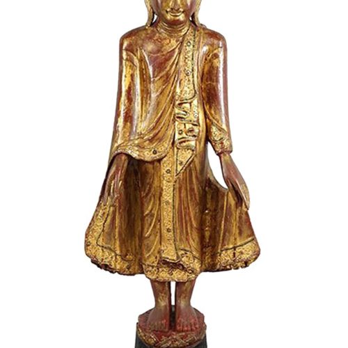 Carved Wood Buddha - 47" Periwink Orange One Size