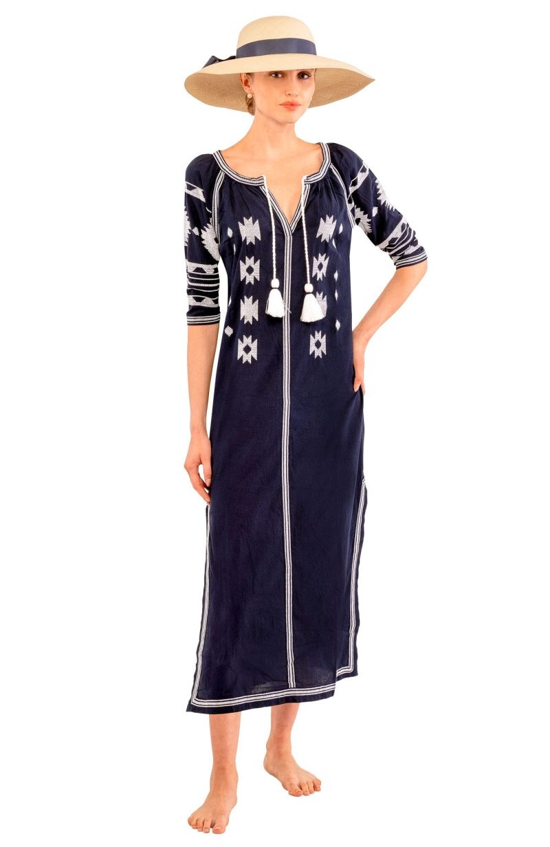 The Montezuma Midi/Maxi Dress Navy White