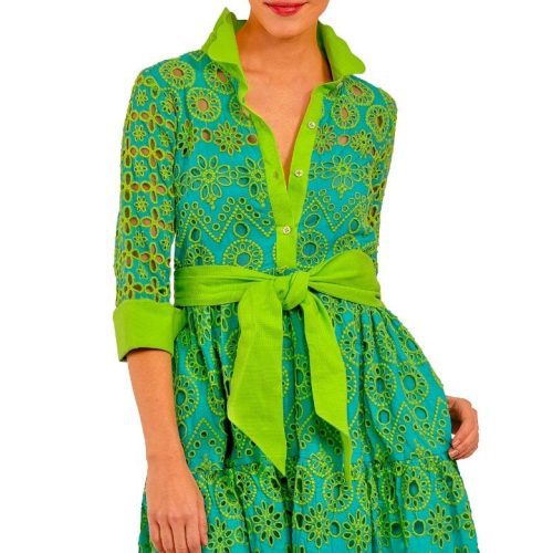 Little Bo Peep Dress - Contrast Turq Lime