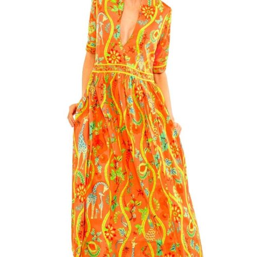 June Dress - Jungle Symphony Orange