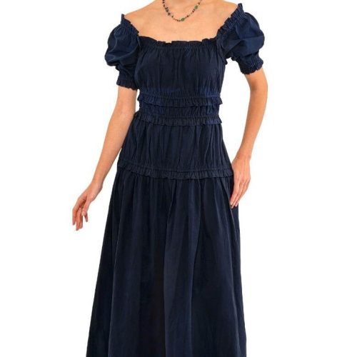 Ruffle Up Maxi Dress Navy