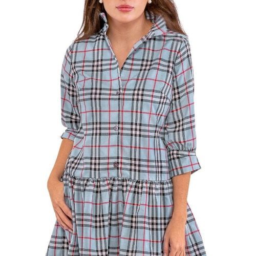 So Sweet Dress - Pretty Peri Plaid Pale Blue