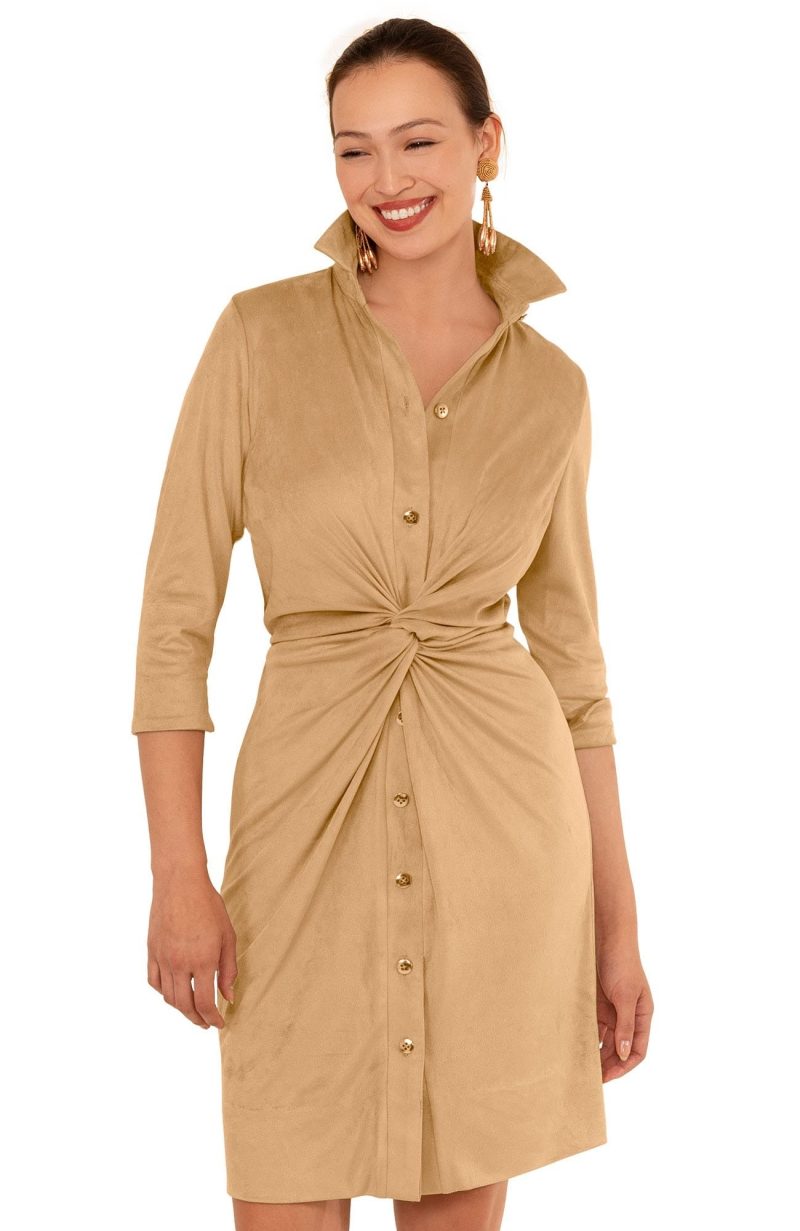 Ultra Suede Twist & Shout Dress - Final Sale Beige