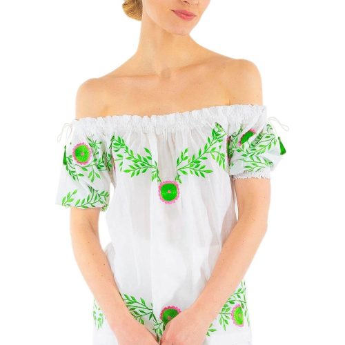 Cotton Hand Embroidered Top - Garden - Final Sale White Multi