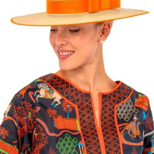 Hand Woven Panama Hat - Cap Ferrat Orange