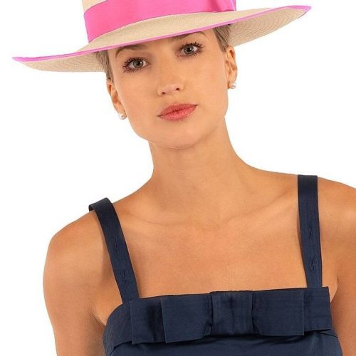 Hand Woven Panama Hat - Cap Ferrat pink