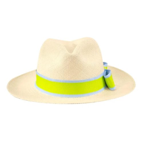 Hand Woven Panama Hat-Nice Periwinkle Lime