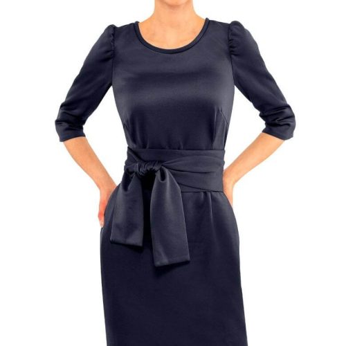 Expose Dress Solid Navy