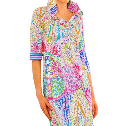 Ruffneck Dress 3/4 Sleeve - Grand Bazaar Brights