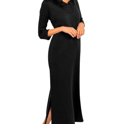 Ruffneck Maxi Dress - Solid Black