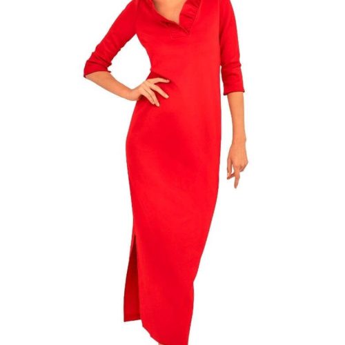 Ruffneck Maxi Dress - Solid Crimson