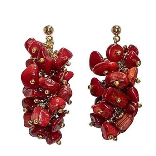 18k Gold Plated Dancing Earrings Coral One Size