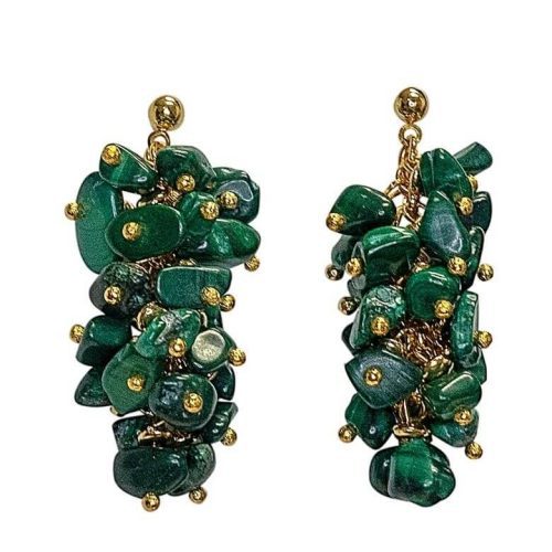 18k Gold Plated Dancing Earrings Green One Size