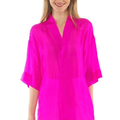 Silk Kimono Jacket - Final Sale Hot Pink