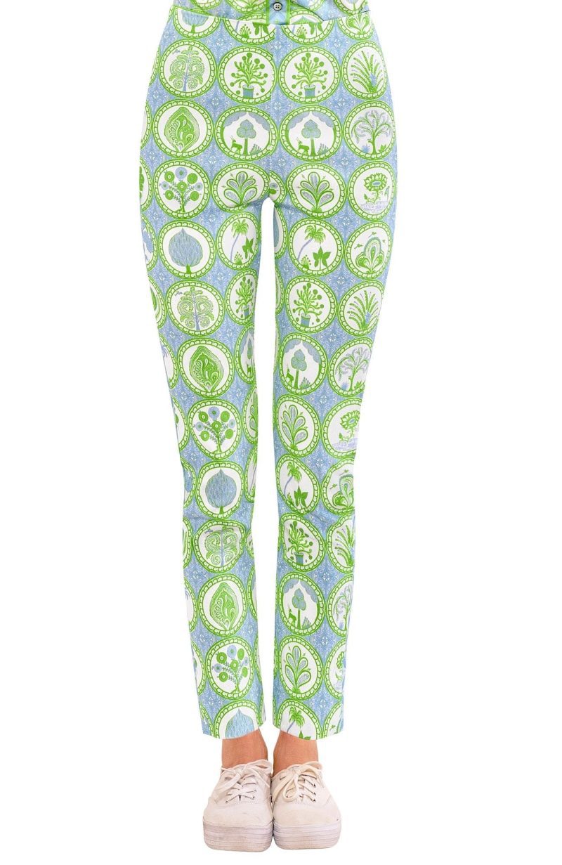 Pull On Pants - Circle of Love - Classic Peri Kelly White