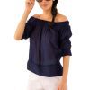 Cotton Pleated Beauty Top - Final Sale Navy