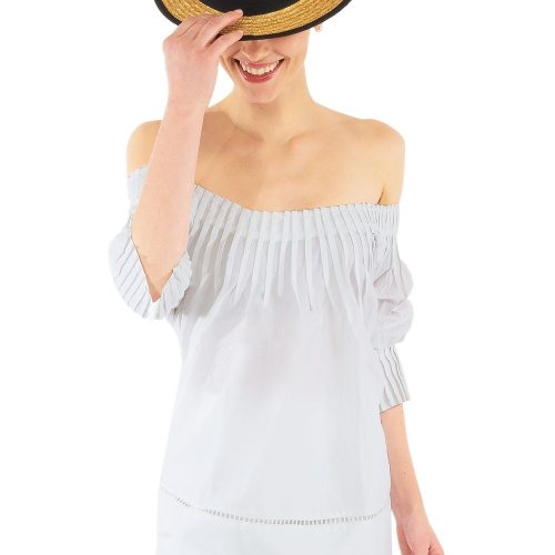 Cotton Pleated Beauty Top - Final Sale White