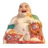 Late 19th C. Chinese Porcelain Smiling Buddha Periwink Orange One Size