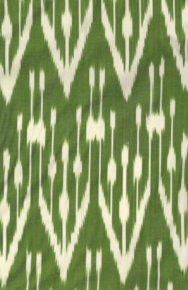 silk ikat green fabric