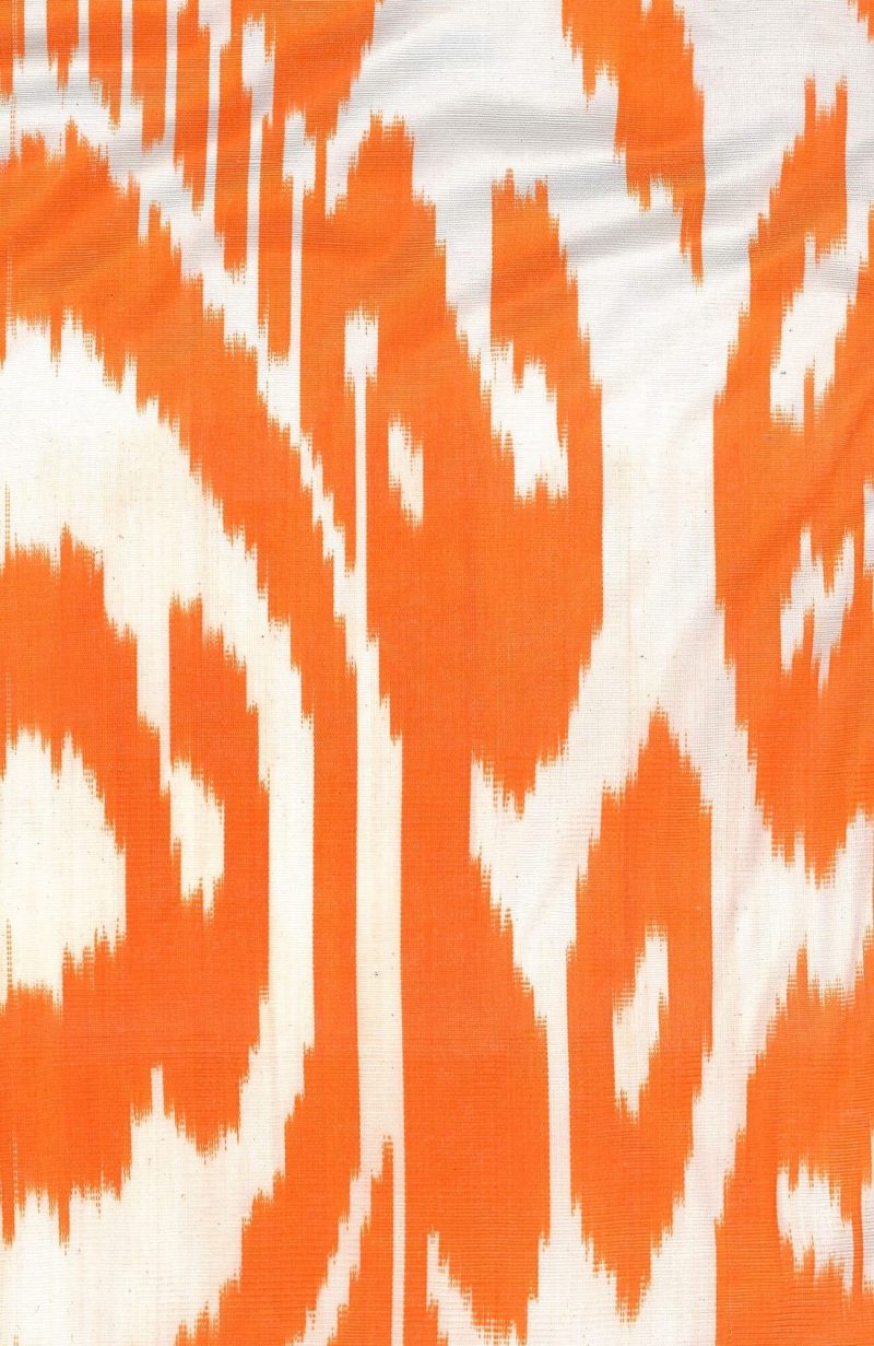 silk ikat orange fabric