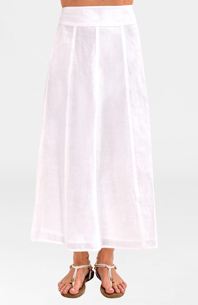 Solid Linen Gore Skirt (Pre-Order) White