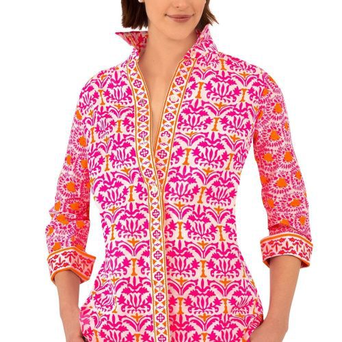 Cotton Boyfriend Shirt - East India - Final Sale Pink Orange