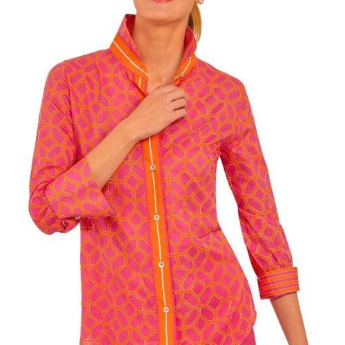 Cotton Boyfriend Shirt - Lucy In The Sky With Diamonds Pink Orange