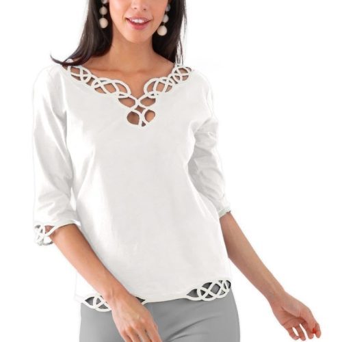 Embroidered Cut Top - Infinity - Final Sale White