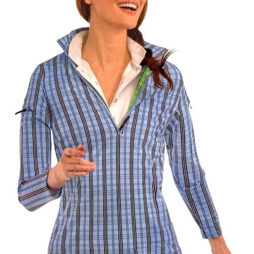 Half-Zip Pullover - Sunshine Plaid Periwinkle