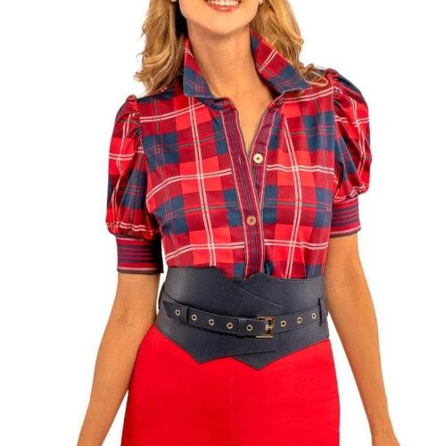 Puff Sleeve Top - Middleton Plaid Red