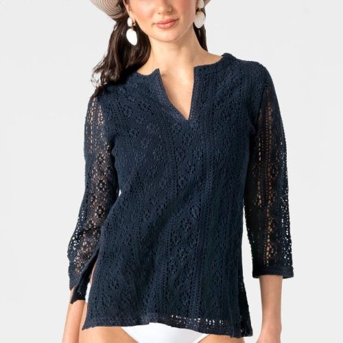 Tunic - Not My Mom's Doily - Rachel Lace Navy