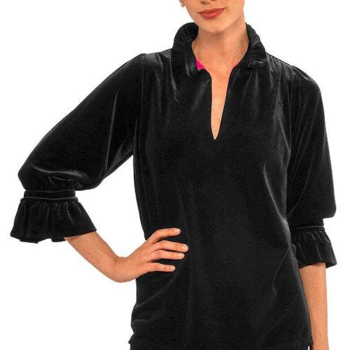 Ruffleneck Tunic - Silky Velvet Black